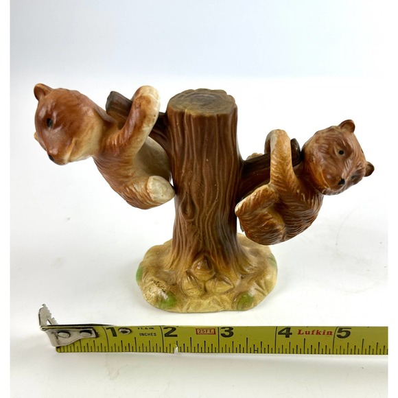Vintage Kitschy Bear Cubs Salt And Pepper Shakers Cute Hanging On A Tree Design - Picture 8 of 12